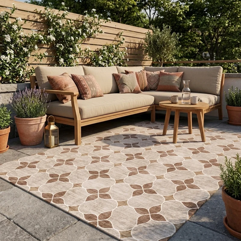 Geometrischer Outdoor Teppich - Mosaic Dot Terracotta