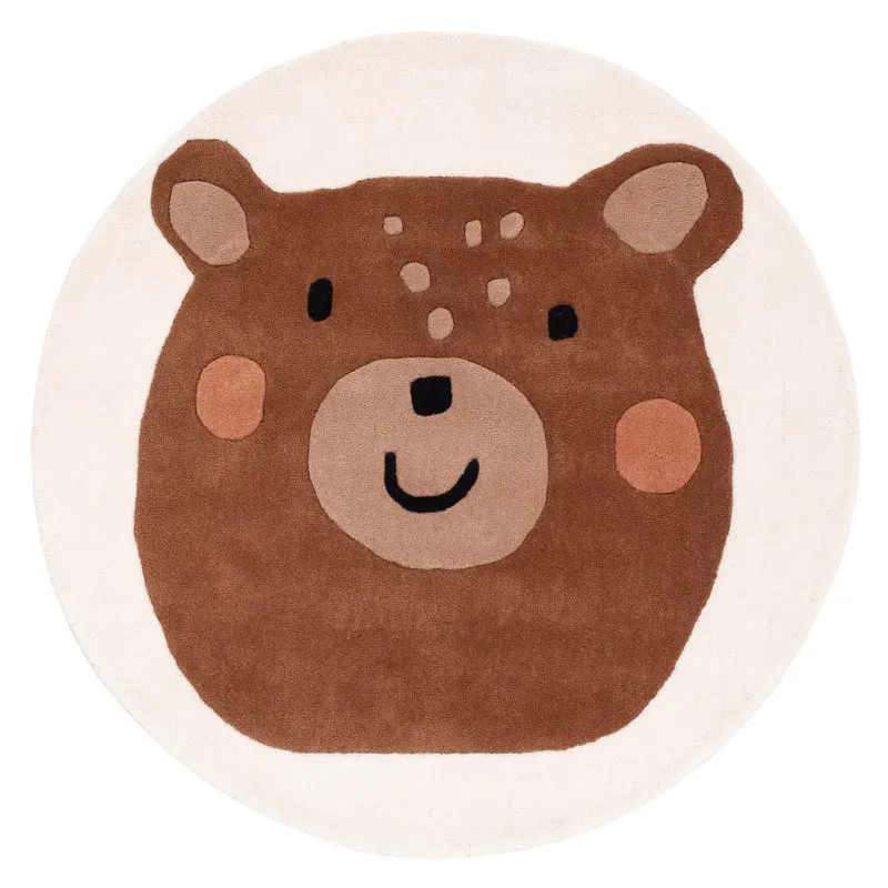 Kinderteppich Bär Gesicht rund
