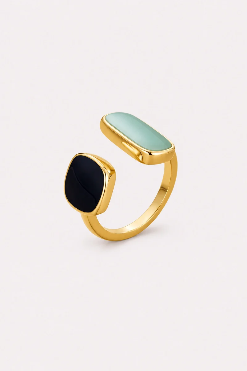Sea & Midnight Adjustable Gold Wrap Ring