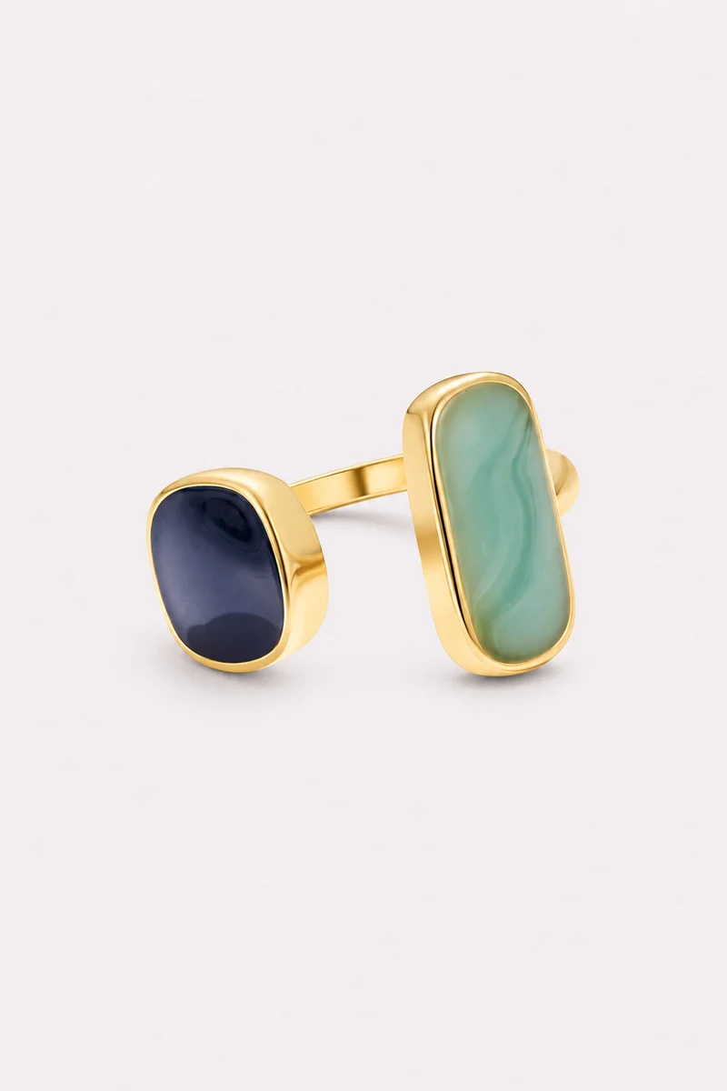Sea & Midnight Adjustable Gold Wrap Ring