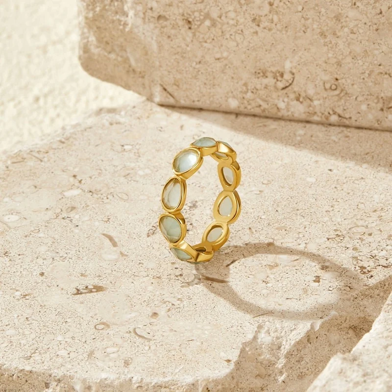 Lunar Halo Moonstone Band Ring
