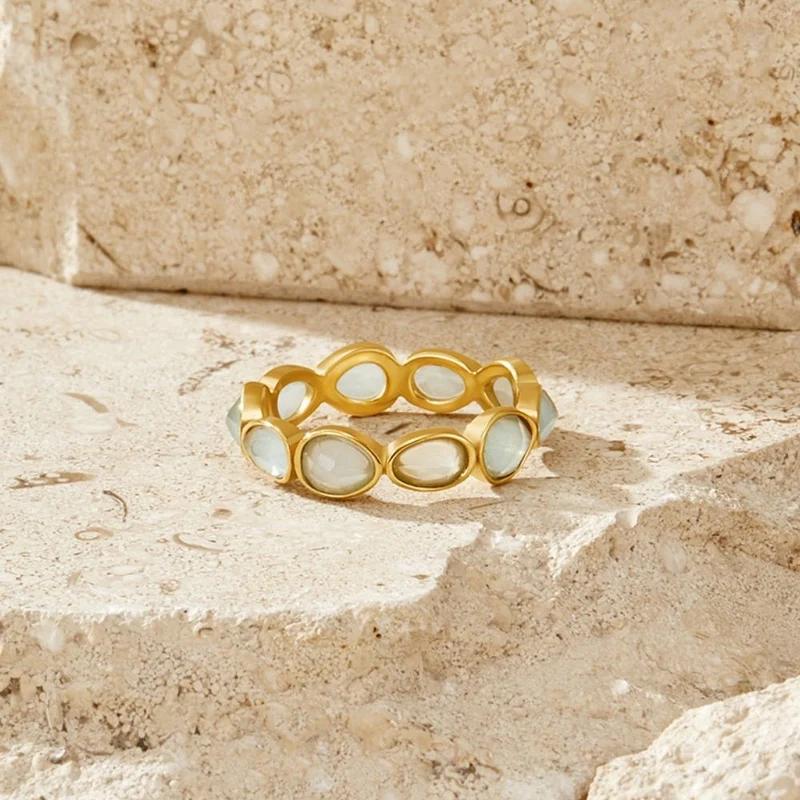 Lunar Halo Moonstone Band Ring
