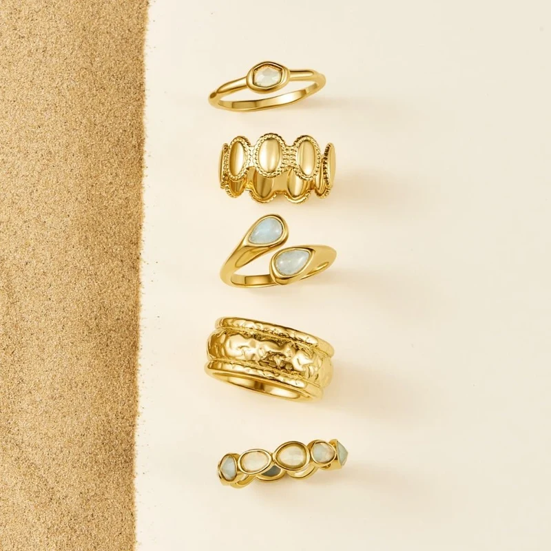 Lunar Halo Moonstone Band Ring