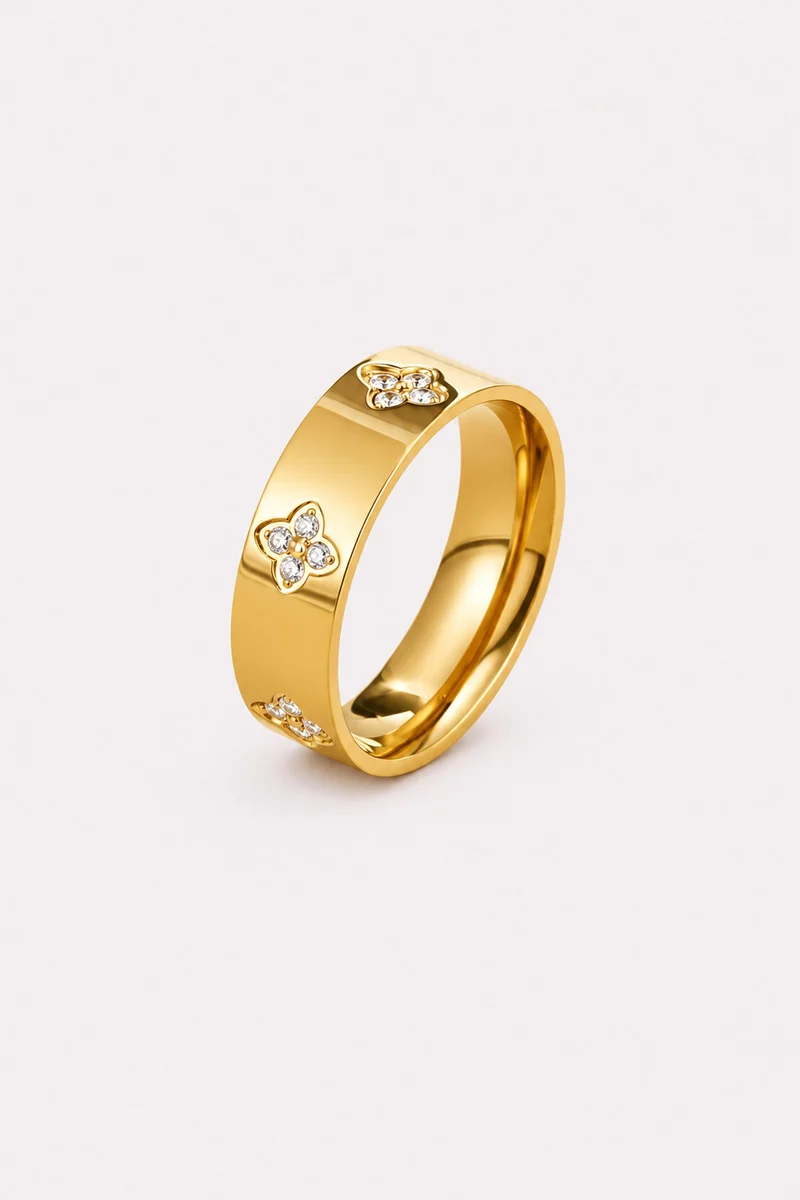 Lucky Bloom Crystal Band Ring