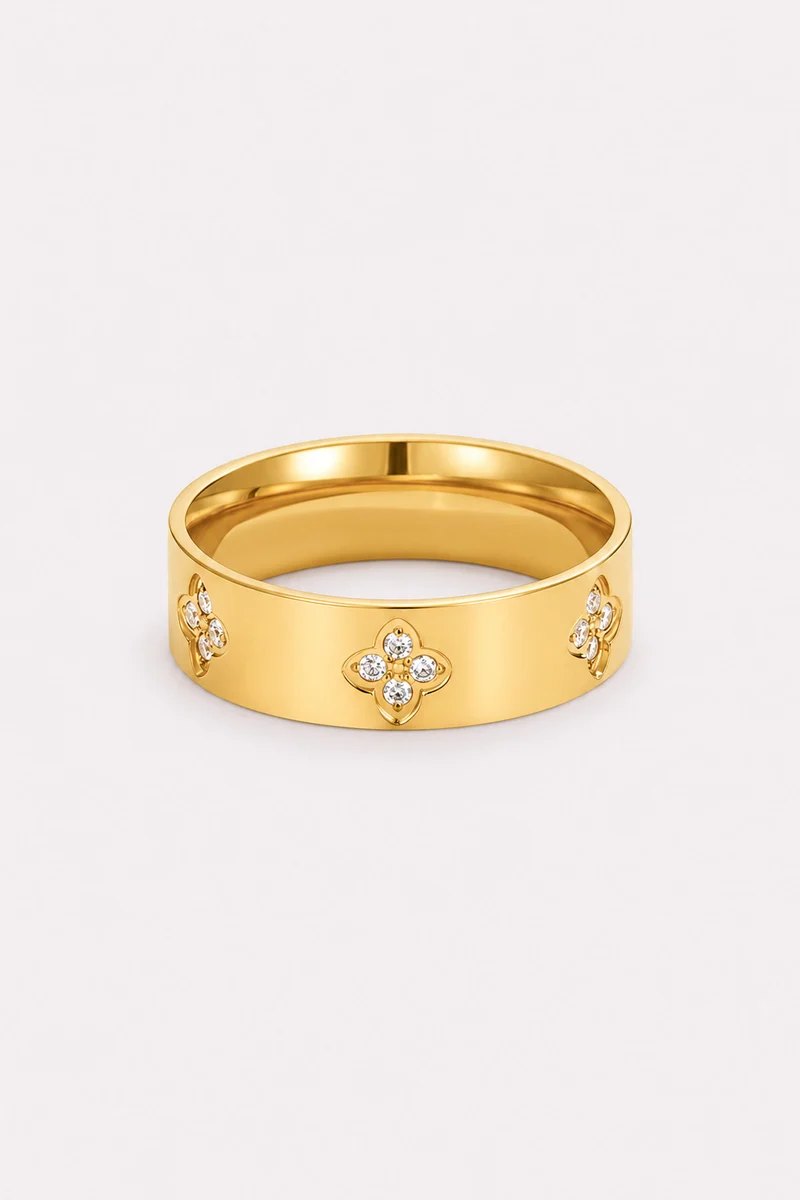 Lucky Bloom Crystal Band Ring