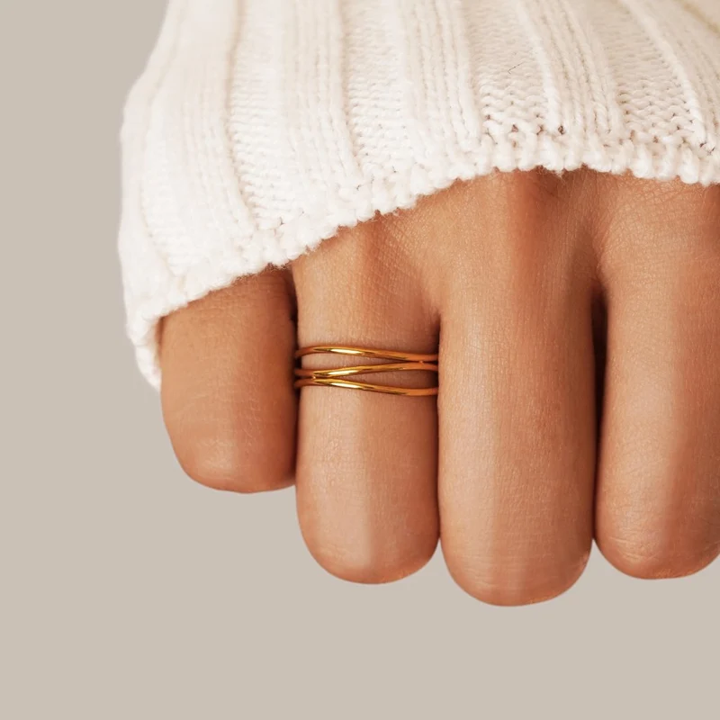 Infinite Lines Gold Loop Ring
