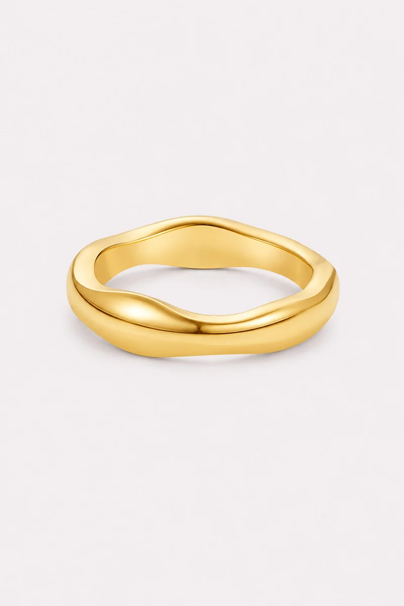 Tidal Duo Gold Wave Ring Set