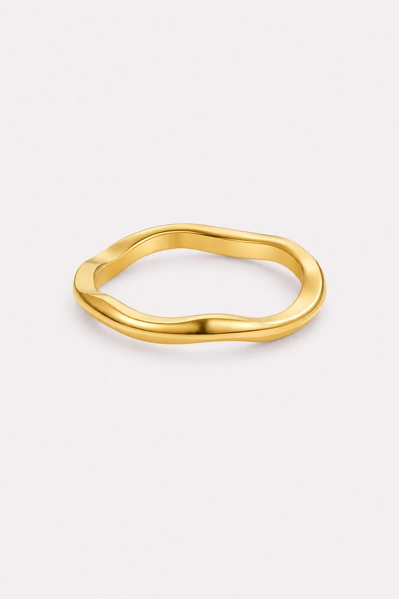Tidal Duo Gold Wave Ring Set