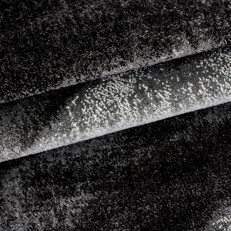 Kurzflor Bettumrandung Teppich 3-teilig Abstrakt Schatten meliert Grau Schwarz