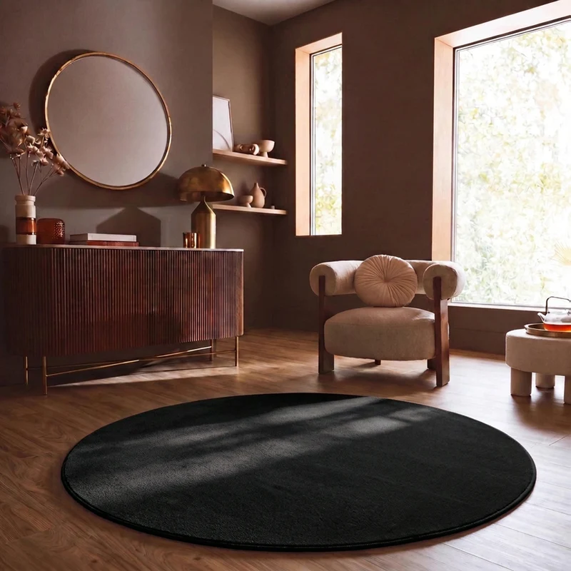 Waschbarer Kurzflor Teppich, rutschfest & weich, Einfarbig für Wohnzimmer, Schlafzimmer, Küche & Kinderzimmer