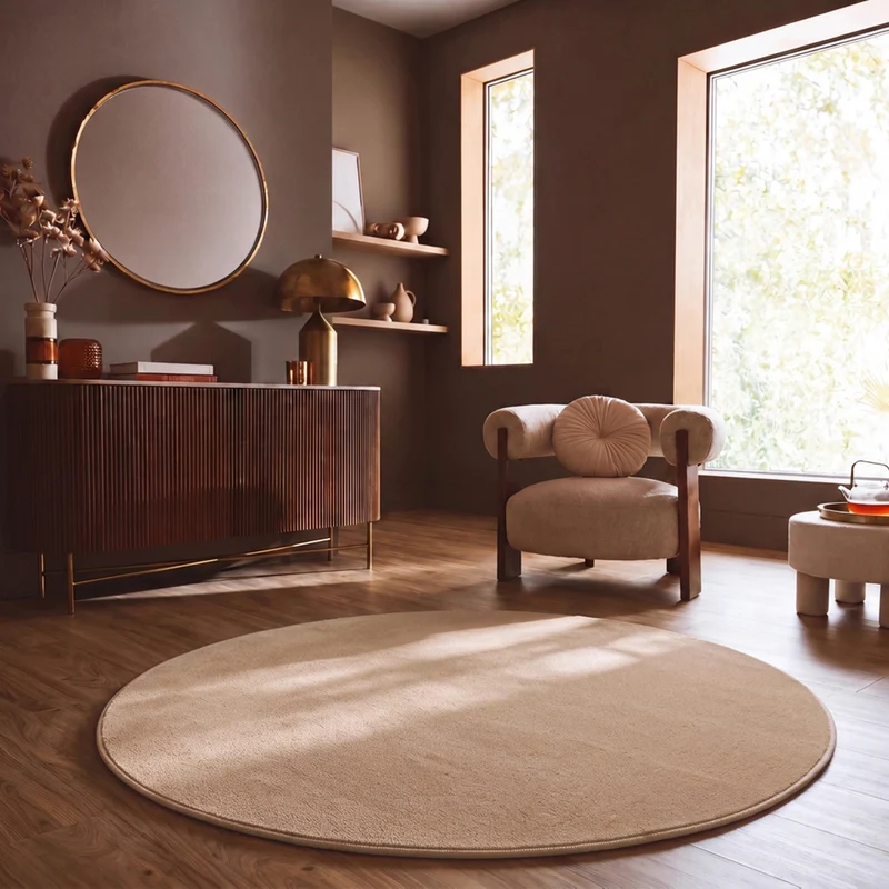 Waschbarer Kurzflor Teppich, rutschfest & weich, Einfarbig für Wohnzimmer, Schlafzimmer, Küche & Kinderzimmer