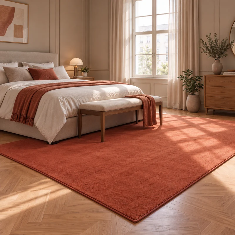 Waschbarer Kurzflor Teppich, rutschfest & weich, Einfarbig für Wohnzimmer, Schlafzimmer, Küche & Kinderzimmer