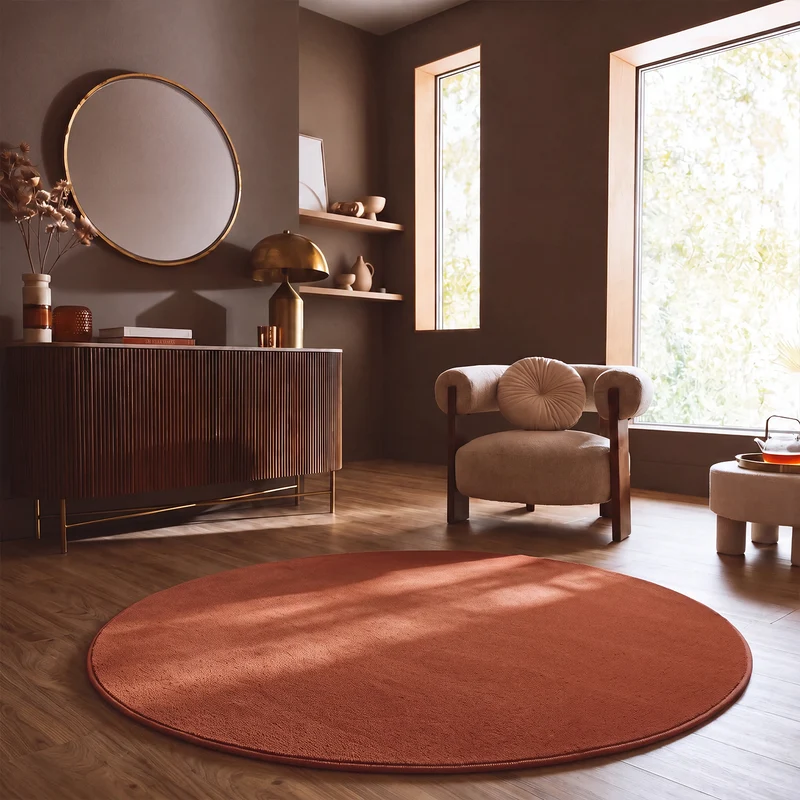Waschbarer Kurzflor Teppich, rutschfest & weich, Einfarbig für Wohnzimmer, Schlafzimmer, Küche & Kinderzimmer