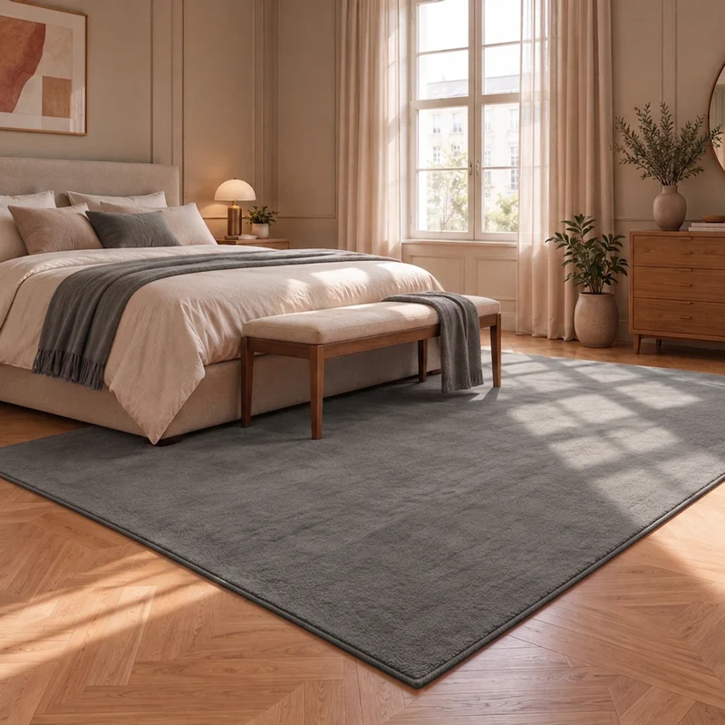 Waschbarer Kurzflor Teppich, rutschfest & weich, Einfarbig für Wohnzimmer, Schlafzimmer, Küche & Kinderzimmer