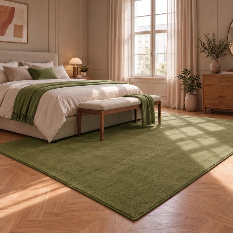 Waschbarer Kurzflor Teppich, rutschfest & weich, Einfarbig für Wohnzimmer, Schlafzimmer, Küche & Kinderzimmer