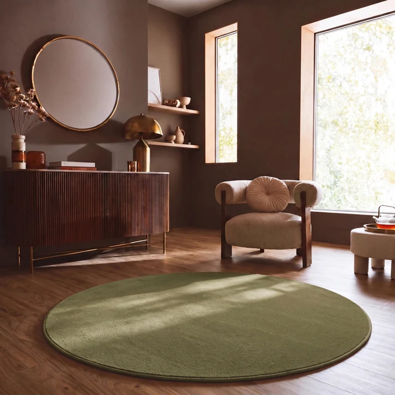 Waschbarer Kurzflor Teppich, rutschfest & weich, Einfarbig für Wohnzimmer, Schlafzimmer, Küche & Kinderzimmer