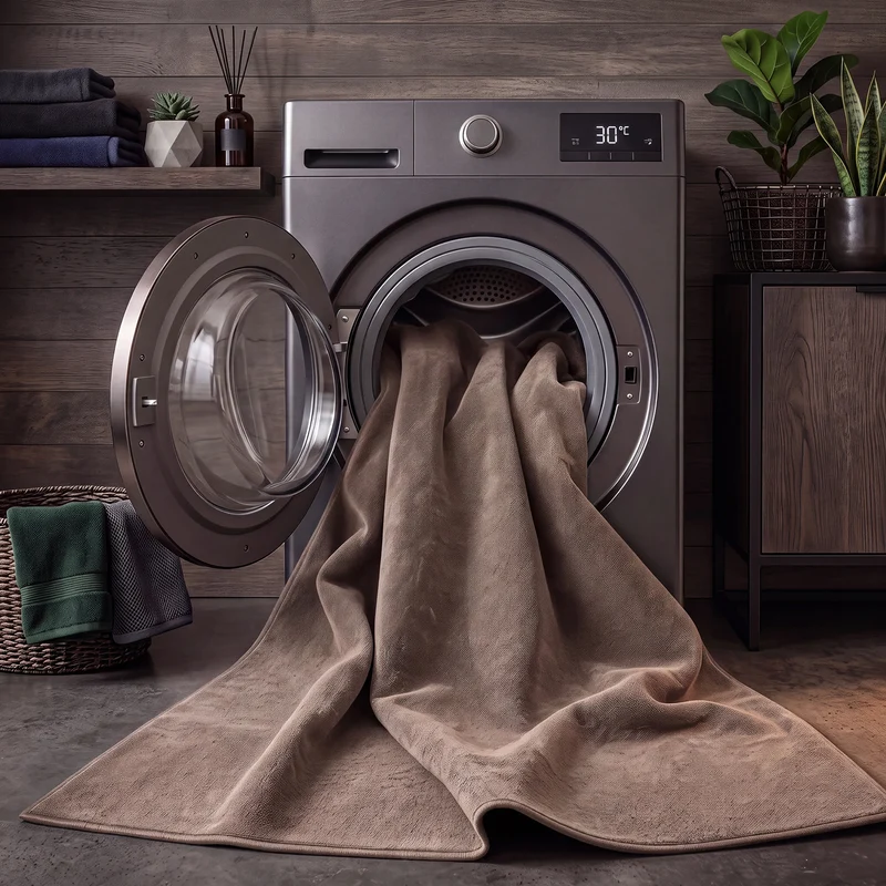 Waschbarer Kurzflor Teppich, rutschfest & weich, Einfarbig für Wohnzimmer, Schlafzimmer, Küche & Kinderzimmer