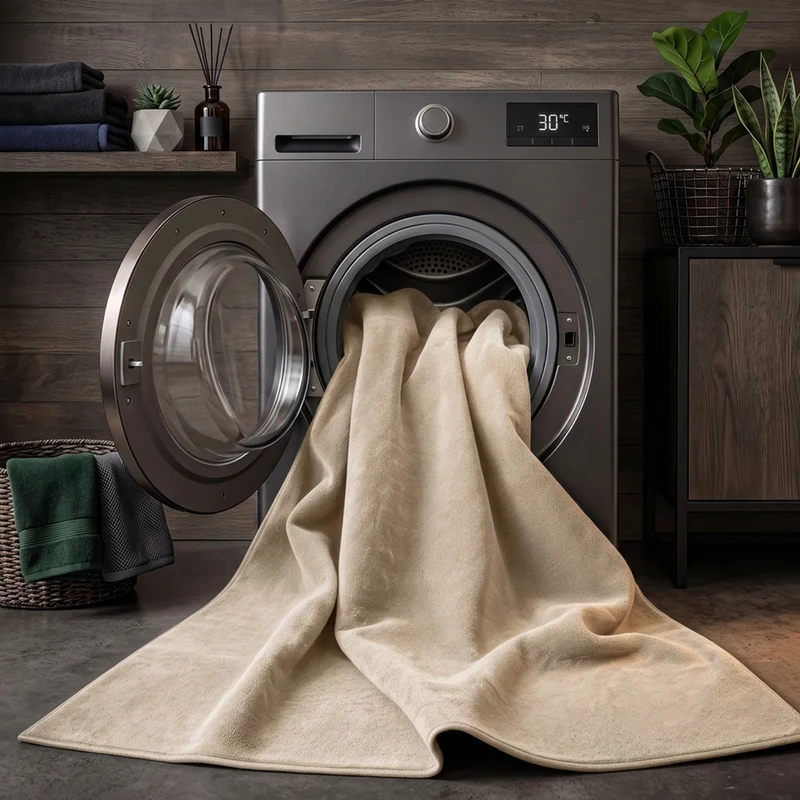 Waschbarer Kurzflor Teppich, rutschfest & weich, Einfarbig für Wohnzimmer, Schlafzimmer, Küche & Kinderzimmer