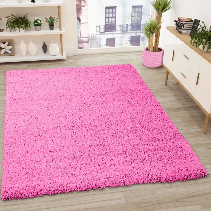 Prime Shaggy Hochflor Teppich in 13 Uni Farben + Runde Teppiche Wohnzimmer