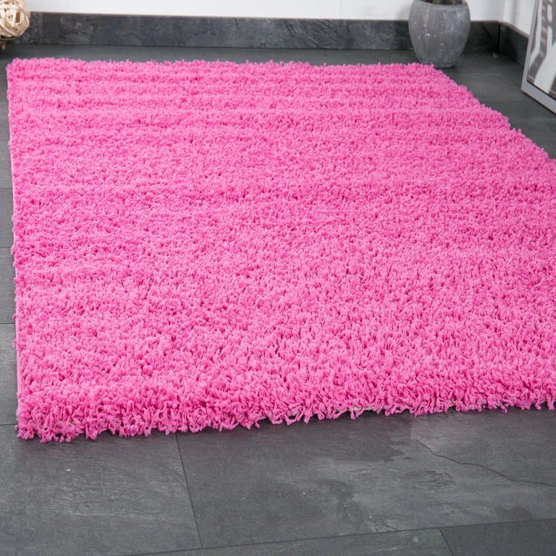 Prime Shaggy Hochflor Teppich in 13 Uni Farben + Runde Teppiche Wohnzimmer
