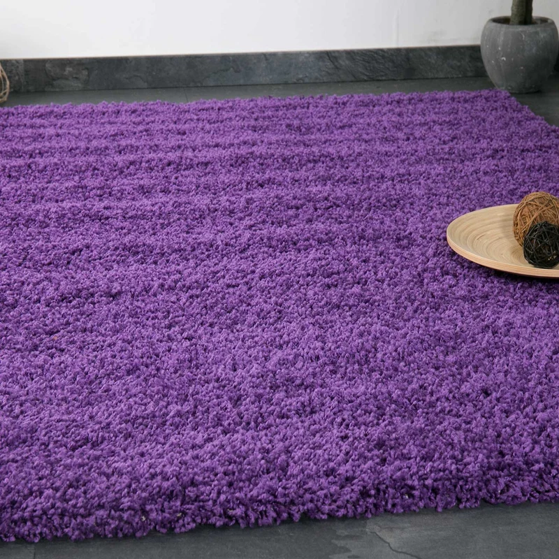 Prime Shaggy Hochflor Teppich in 13 Uni Farben + Runde Teppiche Wohnzimmer