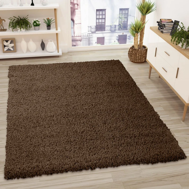 Prime Shaggy Hochflor Teppich in 13 Uni Farben + Runde Teppiche Wohnzimmer