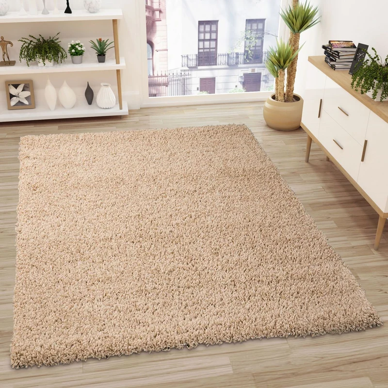 Prime Shaggy Hochflor Teppich in 13 Uni Farben + Runde Teppiche Wohnzimmer