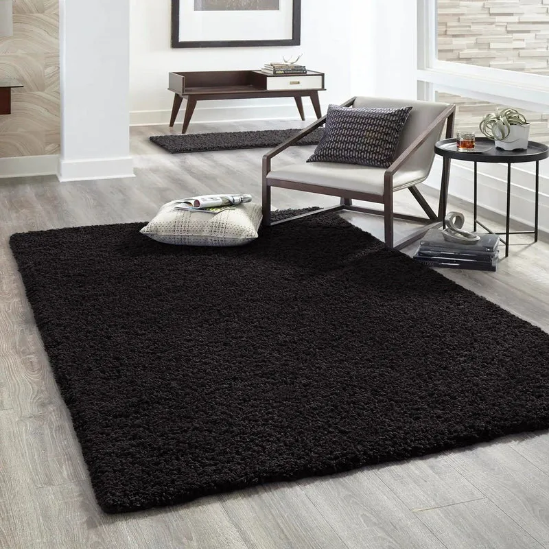 Prime Shaggy Hochflor Teppich in 13 Uni Farben + Runde Teppiche Wohnzimmer