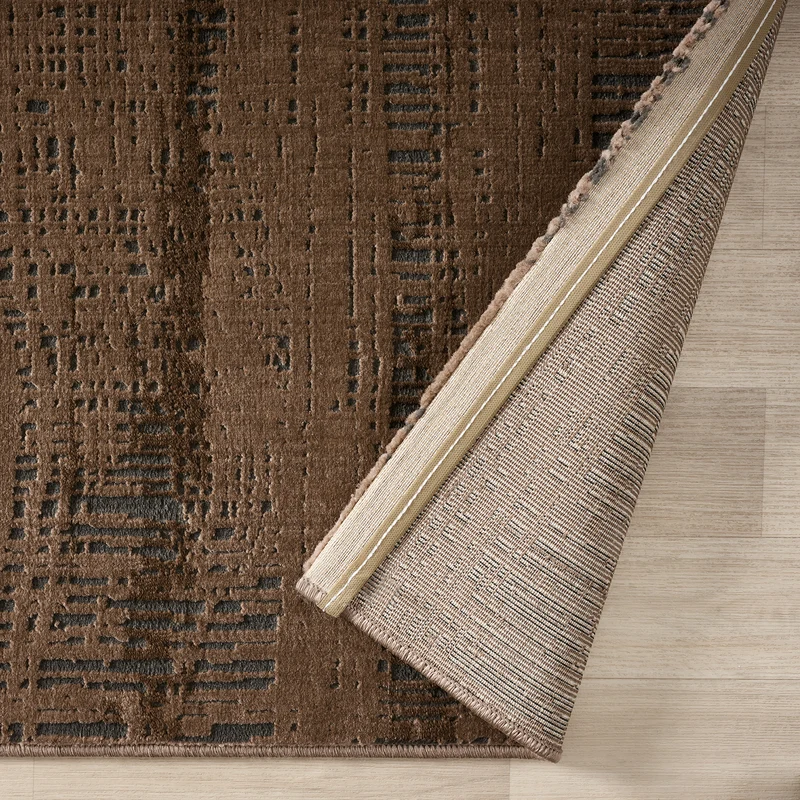 Teppich Modern Wohnzimmer Schlafzimmer Boho 3D Effekt Hoch&Tief Pflegeleicht in Braun und Anthrazit
