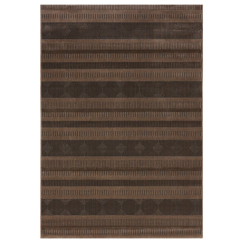 Teppich Modern Wohnzimmer Schlafzimmer Boho 3D Effekt Hoch&Tief Pflegeleicht in Braun