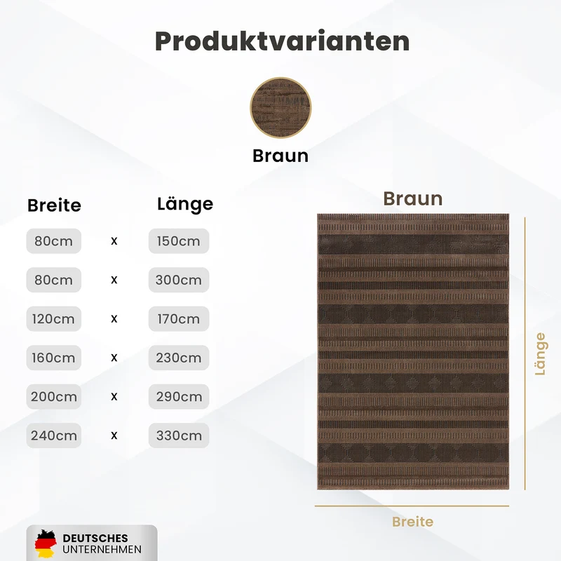 Teppich Modern Wohnzimmer Schlafzimmer Boho 3D Effekt Hoch&Tief Pflegeleicht in Braun