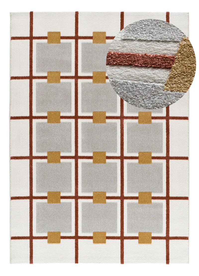 Alfombra geométrica con relieve Amara 12990 Blanco