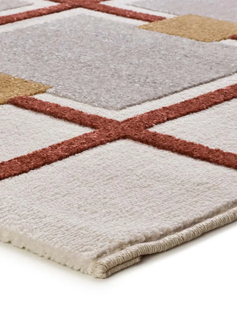 Alfombra geométrica con relieve Amara 12990 Blanco