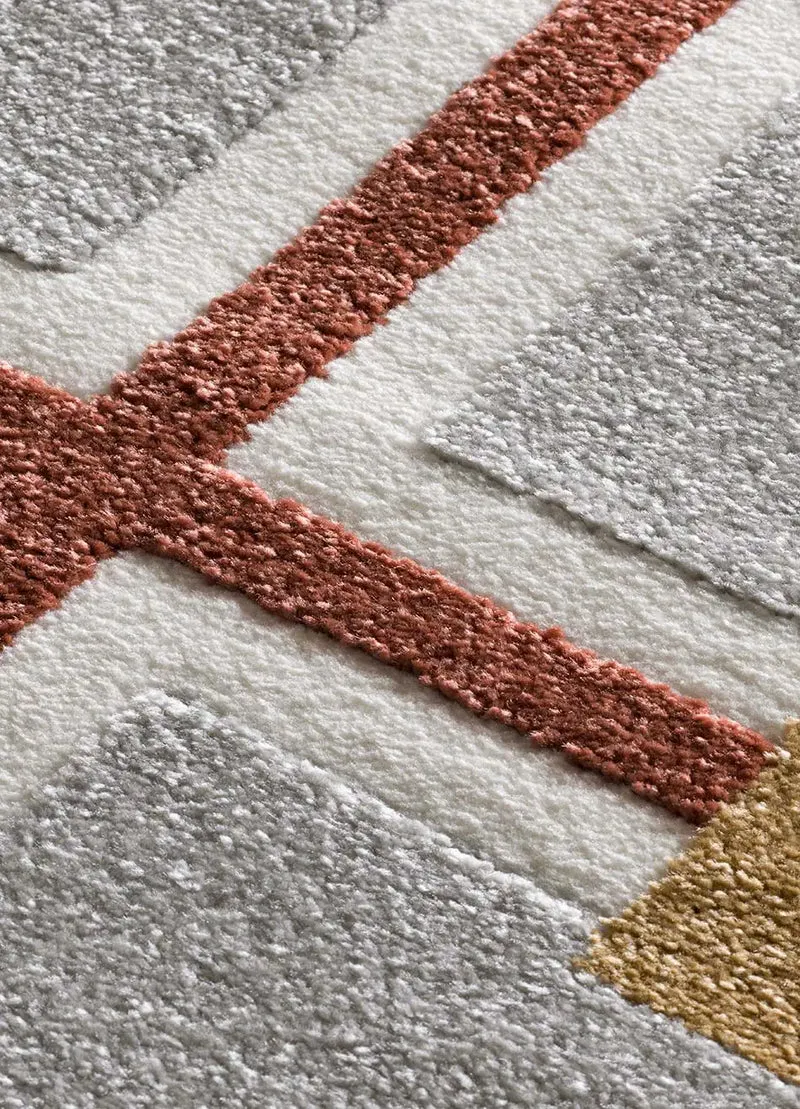 Alfombra geométrica con relieve Amara 12990 Blanco