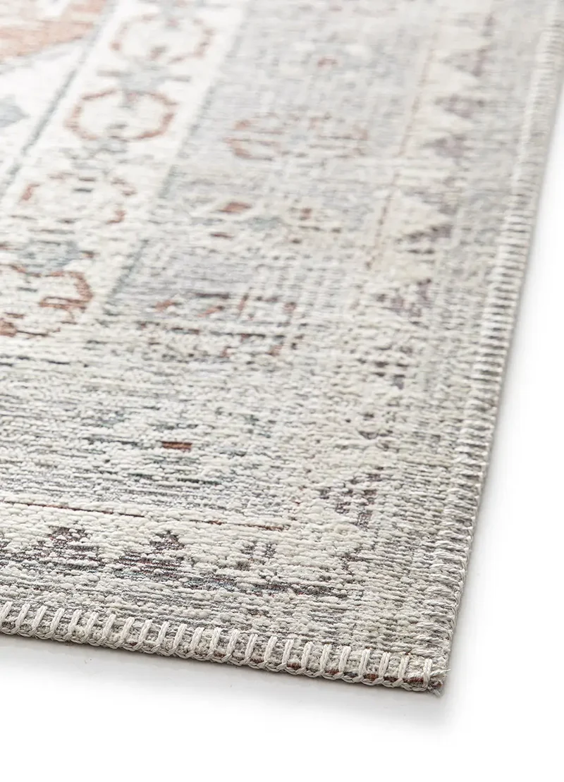 Alfombra de exterior vintage efecto desgastado Lua 3111 gris y caldera