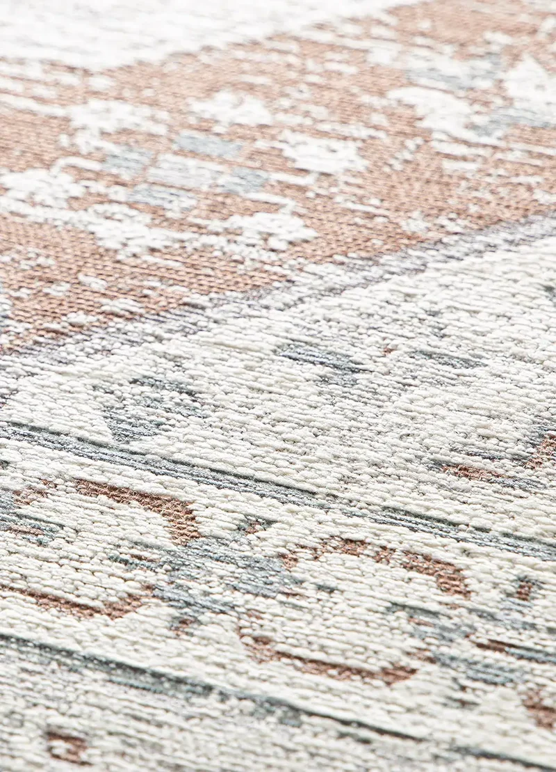 Alfombra de exterior vintage efecto desgastado Lua 3111 gris y caldera