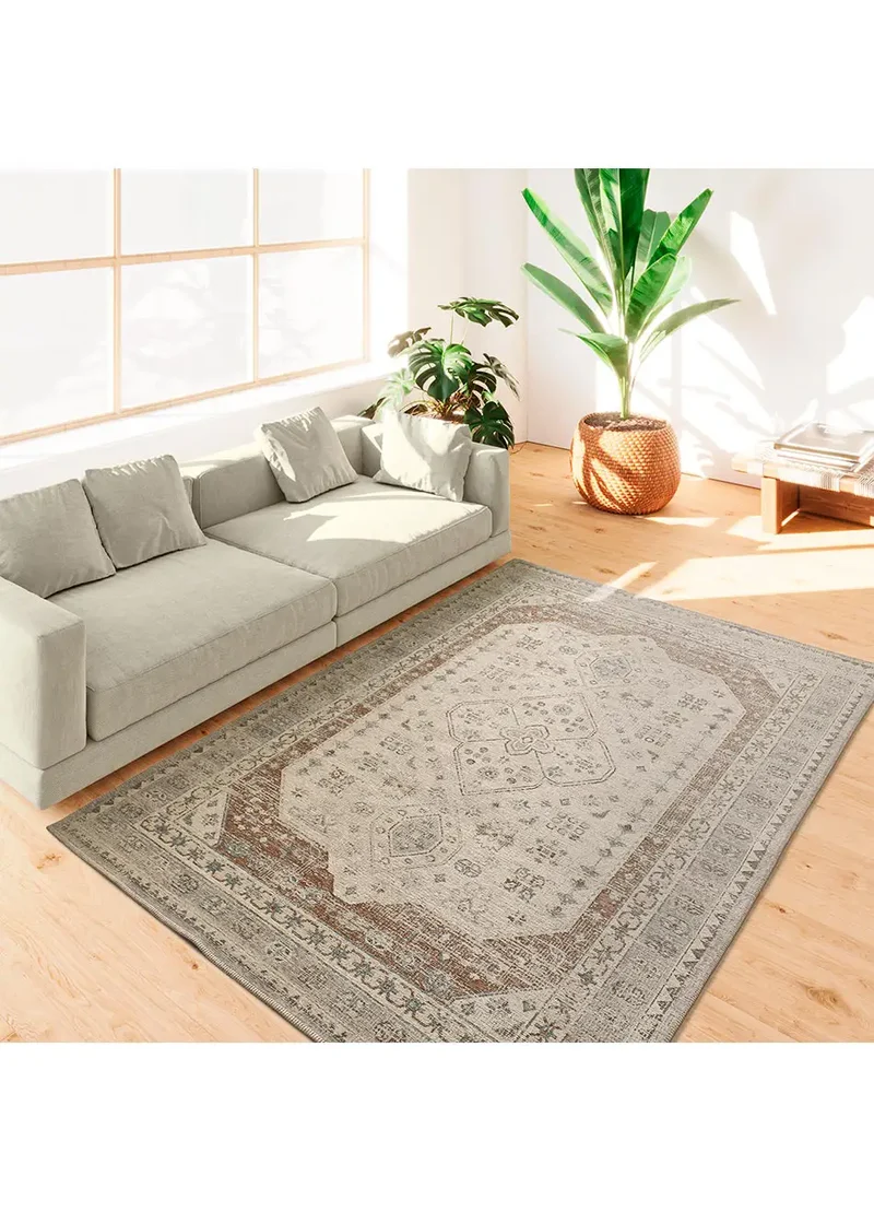 Alfombra de exterior vintage efecto desgastado Lua 3111 gris y caldera