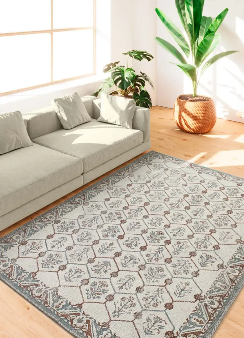 Alfombra de exterior de estilo vintage Lua 3108 Azul