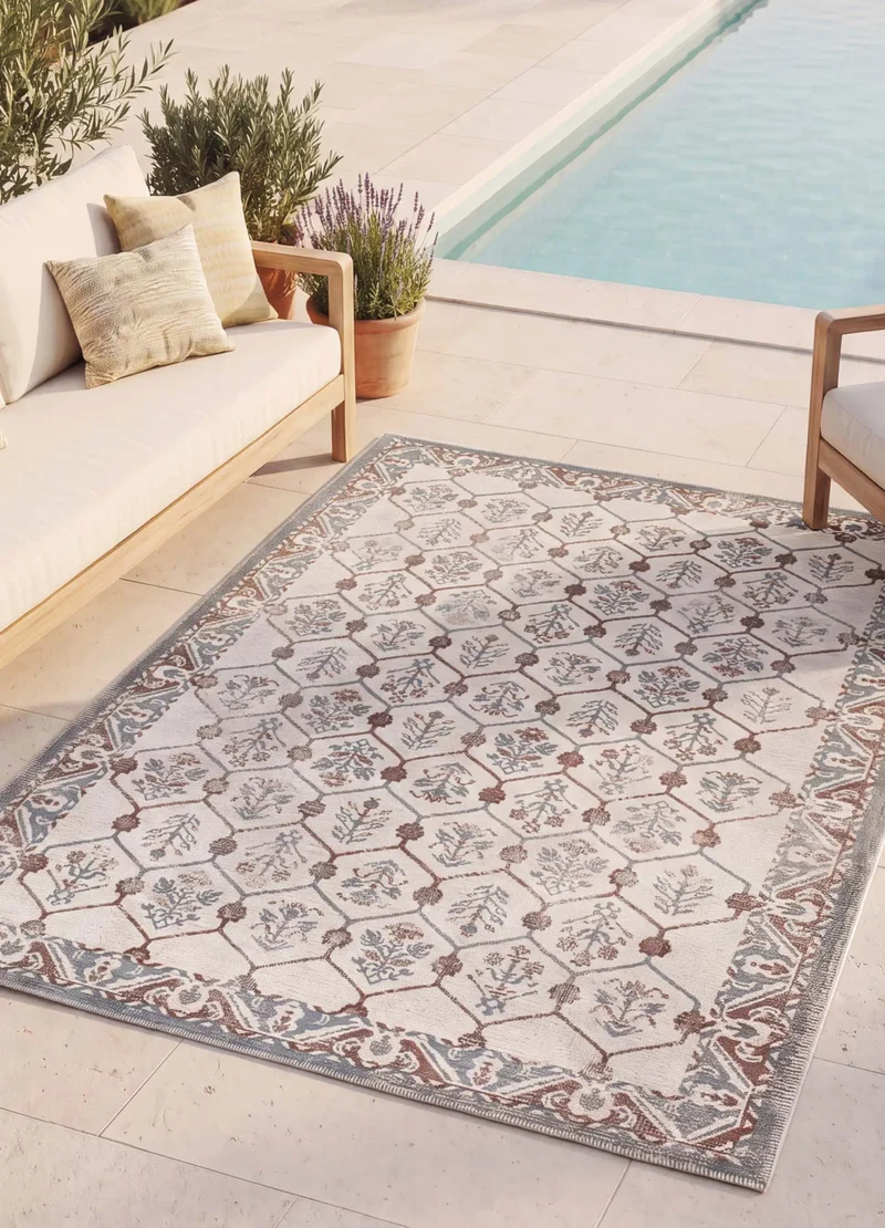 Alfombra de exterior de estilo vintage Lua 3108 Azul
