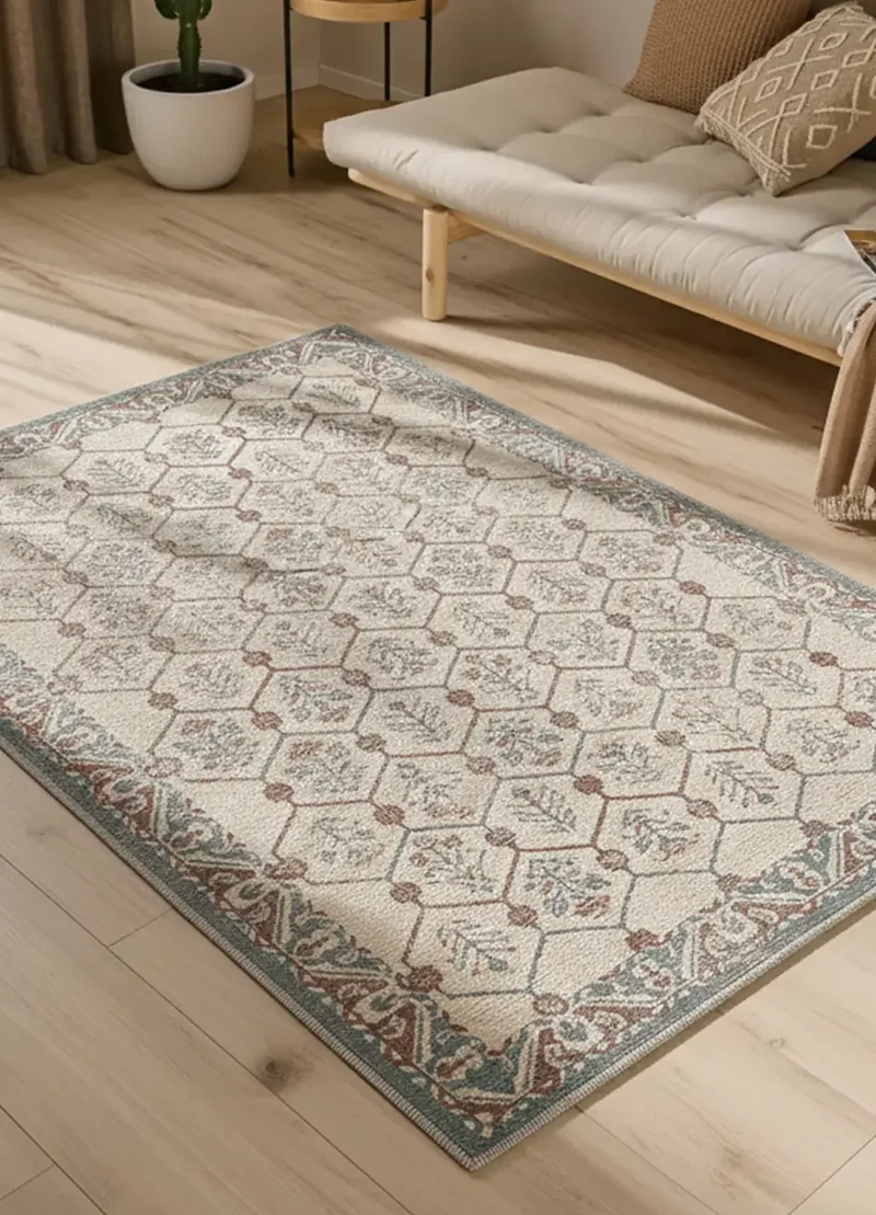 Alfombra de exterior de estilo vintage Lua 3108 Azul