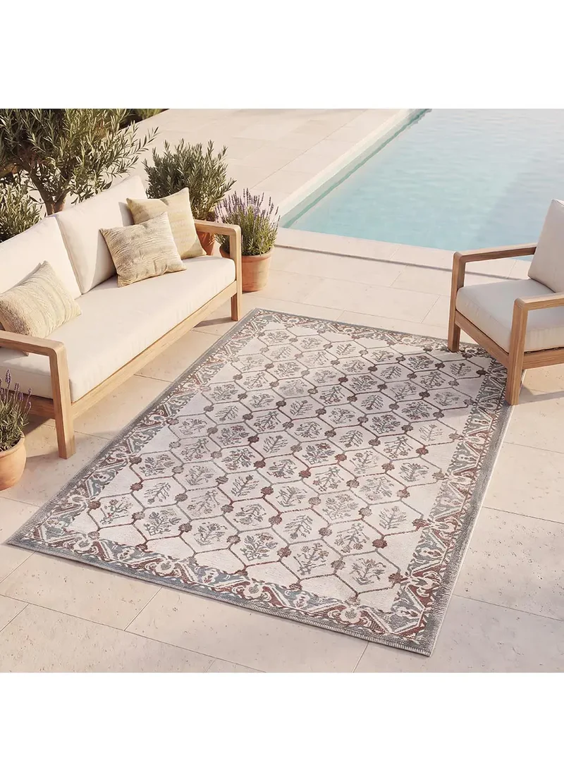 Alfombra de exterior de estilo vintage Lua 3108 Azul