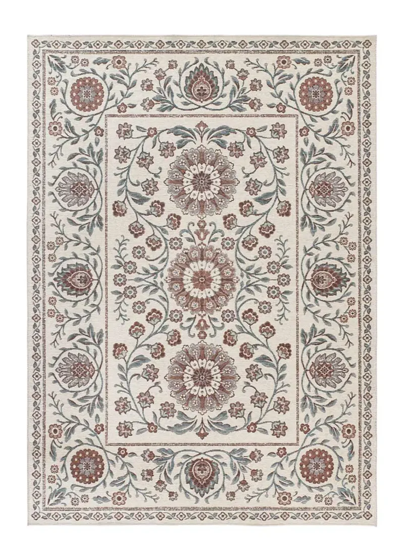 Alfombra de exterior clásica con motivos florales Lua 3104 Azul