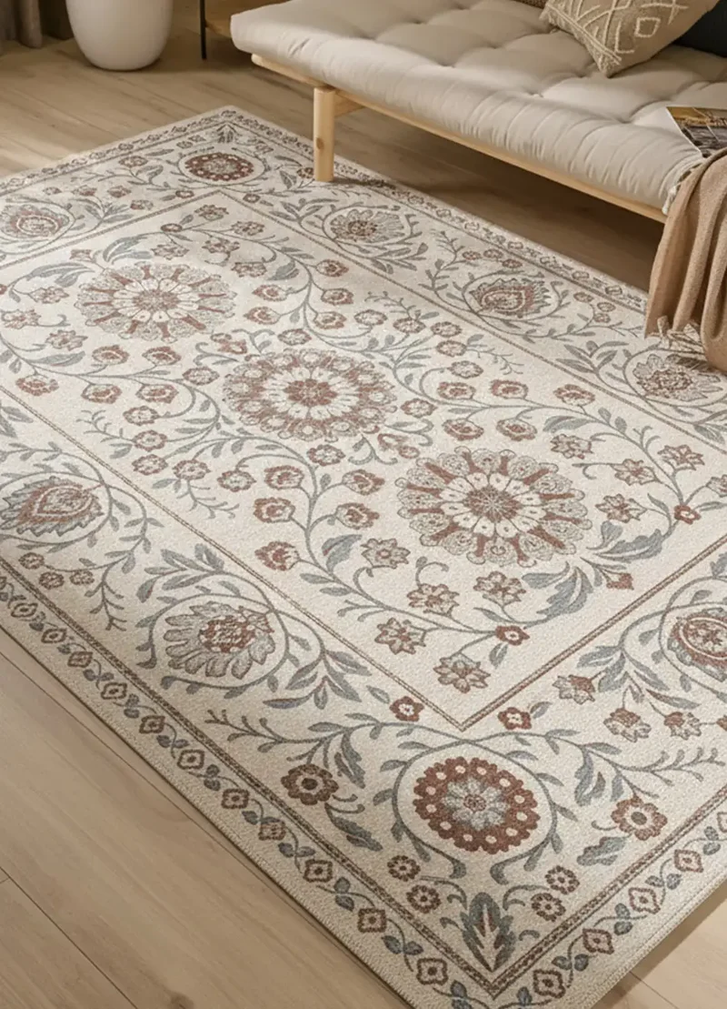 Alfombra de exterior clásica con motivos florales Lua 3104 Azul