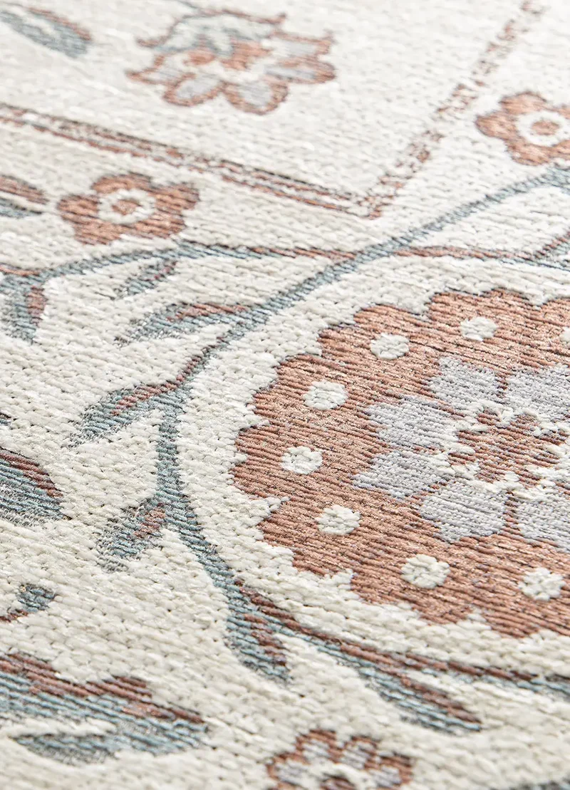 Alfombra de exterior clásica con motivos florales Lua 3104 Azul