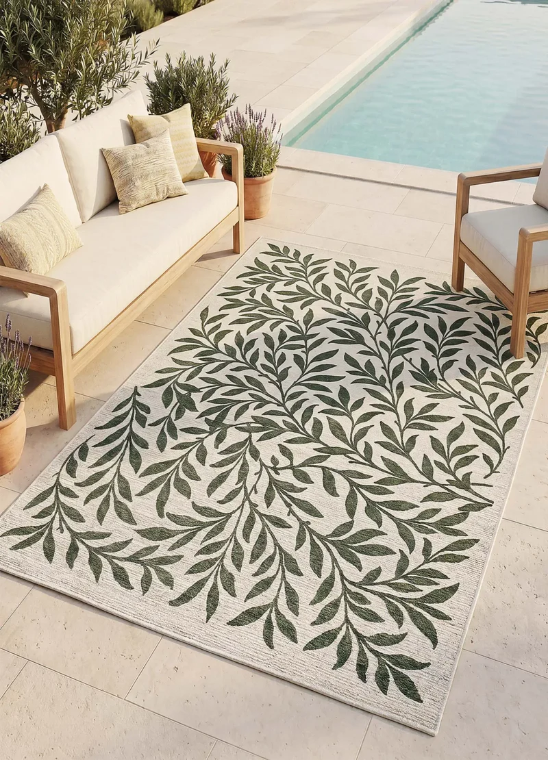 Alfombra de exterior con motivos florales Lua 3103 Verde
