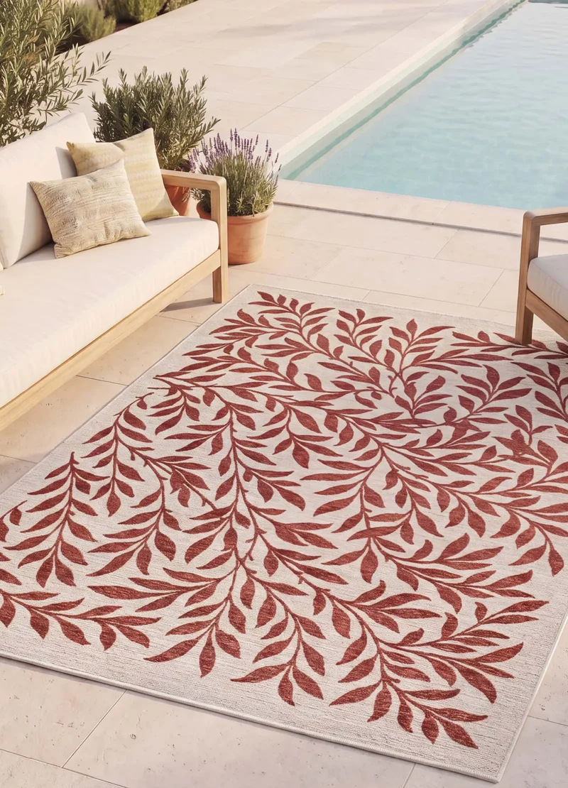 Alfombra de exterior con motivos florales Lua 3103 Caldera