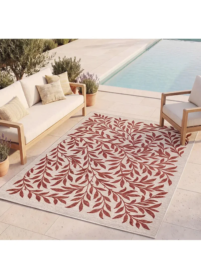 Alfombra de exterior con motivos florales Lua 3103 Caldera
