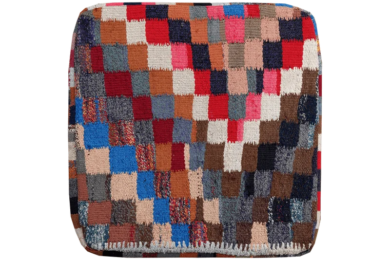 Kelim Pouf · Handgefertigt – Bunt, 65x65 cm