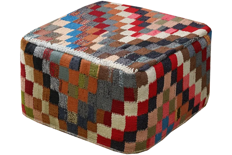 Kelim Pouf · Handgefertigt – Bunt, 65x65 cm