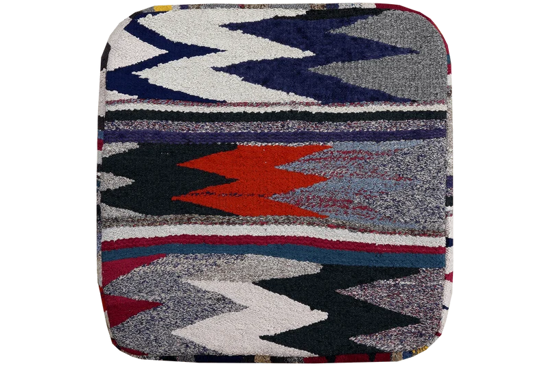 Kelim Pouf · Handgefertigt – Bunt, 65x65 cm